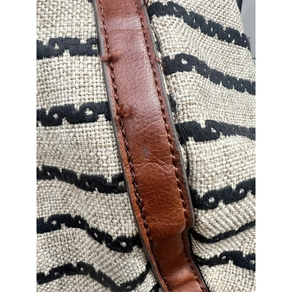 LUCKY BRAND Kendal Striped Woven Blend Backpack Rucksack Bag Shoulder Linen